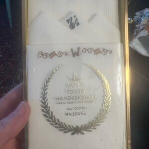 Men's White Pocket Handkerchiefs Vintage monogrammed W